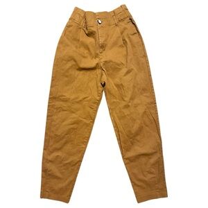 Zara Mustard Paperbag Waist Chinos | Women’s High Rise Khaki Pants | Size S